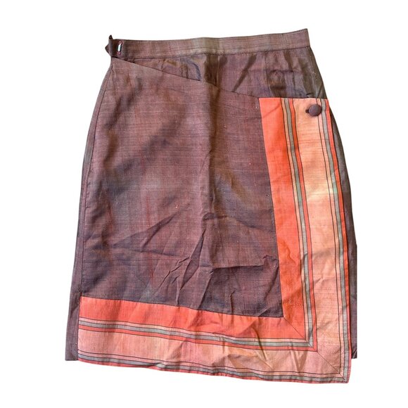 Y2K ARC Skirt Womens JR 5/6 Brown Orange Knee Length Mod Artsy Indie Boho - Picture 1 of 9